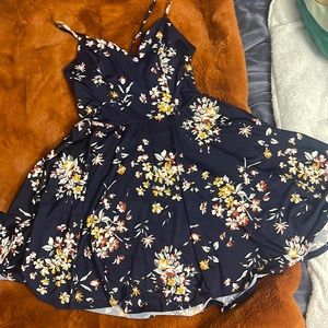 Navy Blue Reign Back Detail Brushed Knot Dress